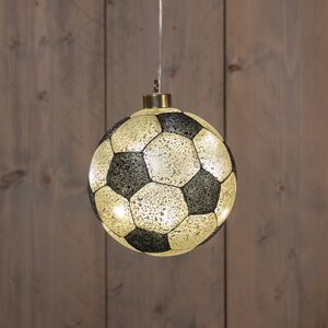 Anna's Collection Glazen voetbal met LED - Zwart en wit - afbeelding 2