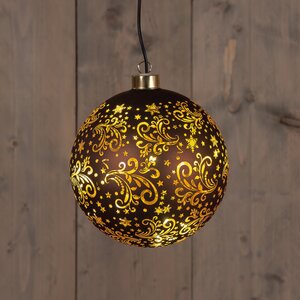 Anna's Collection Kerstbal glas draaiend bruin met verlichting - D 15 cm - afbeelding 2