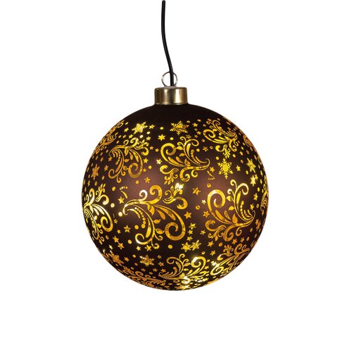 Anna's Collection Kerstbal glas draaiend bruin met verlichting - D 15 cm - afbeelding 4