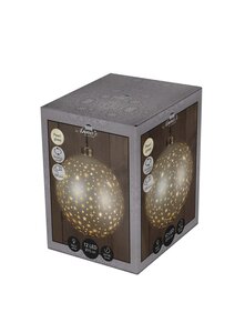 Anna's Collection Kerstbal glas draaiend met sterren mat champagne met verlichting - D 15 cm - afbeelding 1
