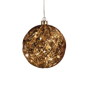 Anna's Collection Kerstbal glas hangend LED - D15cm Mercury bruin - afbeelding 1