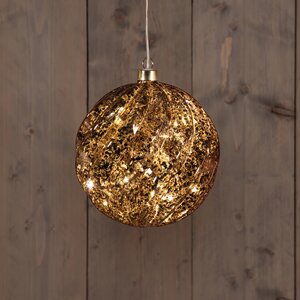 Anna's Collection Kerstbal glas hangend LED - D15cm Mercury bruin - afbeelding 2