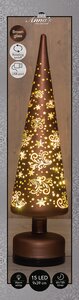 Anna's Collection Kerstboom glas bruin - draaifunctie en verlichting - D 9 x H 39 cm - afbeelding 3