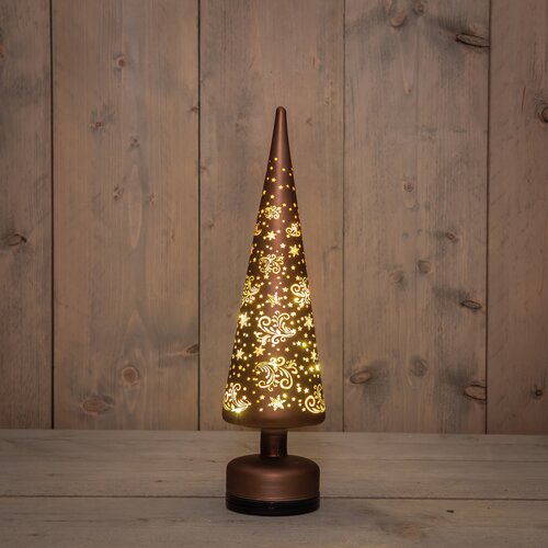 Anna's Collection Kerstboom glas bruin - draaifunctie en verlichting - D 9 x H 39 cm - afbeelding 2