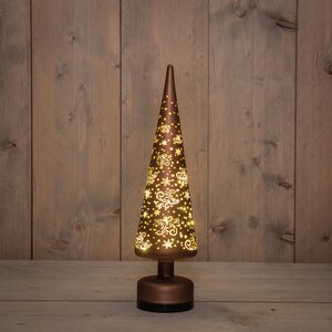 Anna's Collection Kerstboom glas bruin - draaifunctie en verlichting - D 9 x H 39 cm - afbeelding 2