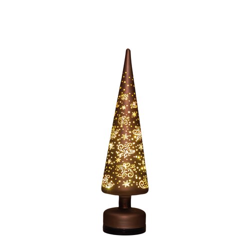 Anna's Collection Kerstboom glas bruin - draaifunctie en verlichting - D 9 x H 39 cm - afbeelding 4
