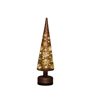 Anna's Collection Kerstboom glas bruin - draaifunctie en verlichting - D 9 x H 39 cm - afbeelding 4