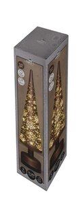 Anna's Collection Kerstboom glas bruin - draaifunctie en verlichting - D 9 x H 39 cm - afbeelding 1