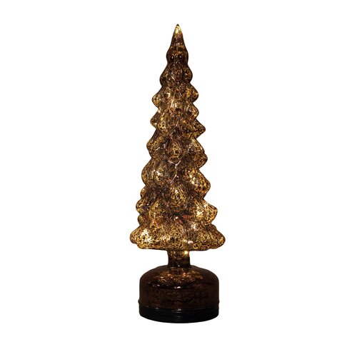 Anna's Collection Kerstboom glas draaiend LED - B11xH33cm Mercury bruin - afbeelding 1