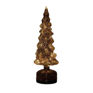 Anna's Collection Kerstboom glas draaiend LED - B11xH33cm Mercury bruin - afbeelding 1