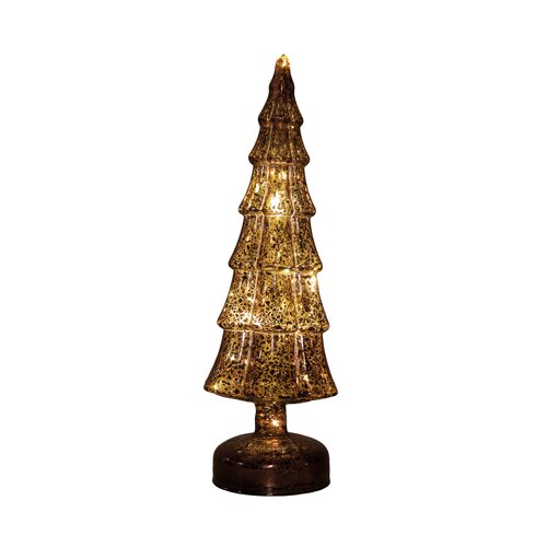 Anna's Collection Kerstboom glas LED - B11xH34cm Mercury bruin - afbeelding 1
