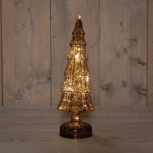 Anna's Collection Kerstboom glas LED - B11xH34cm Mercury bruin - afbeelding 2