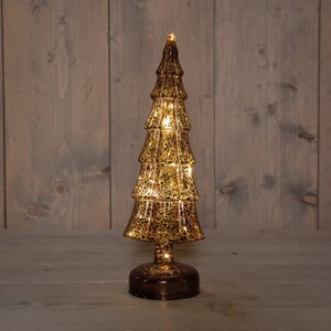 Anna's Collection Kerstboom glas LED - B11xH34cm Mercury bruin - afbeelding 2