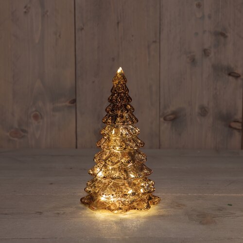 Anna's Collection Kerstboom glas LED - B12xH21cm Mercury bruin - afbeelding 2