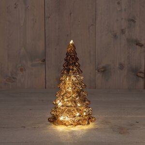 Anna's Collection Kerstboom glas LED - B12xH21cm Mercury bruin - afbeelding 2