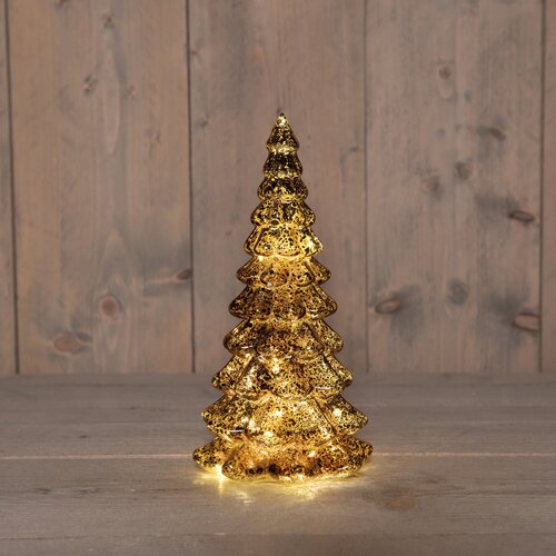 Anna's Collection Kerstboom glas LED - B13xH26cm Mercury bruin - afbeelding 2