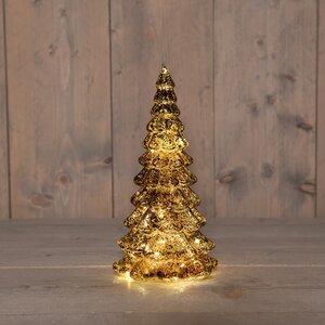 Anna's Collection Kerstboom glas LED - B13xH26cm Mercury bruin - afbeelding 2