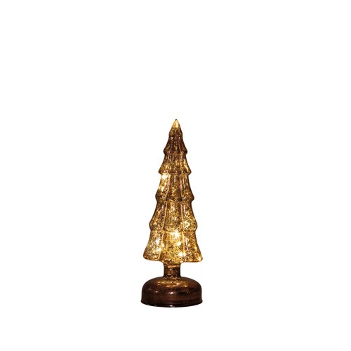 Anna's Collection Kerstboom glas LED - B9,5xH27,5cm Mercury bruin - afbeelding 1