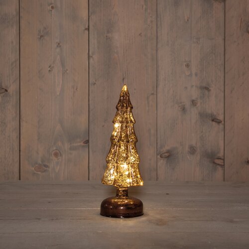 Anna's Collection Kerstboom glas LED - B9,5xH27,5cm Mercury bruin - afbeelding 2