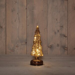 Anna's Collection Kerstboom glas LED - B9,5xH27,5cm Mercury bruin - afbeelding 2