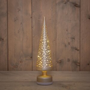 Anna's Collection Kerstboom glas mat champagne met sterren - draaifunctie en verlichting - D 9 x H 3 - afbeelding 2