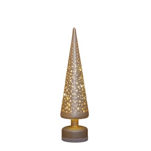 Anna's Collection Kerstboom glas mat champagne met sterren - draaifunctie en verlichting - D 9 x H 3 - afbeelding 4