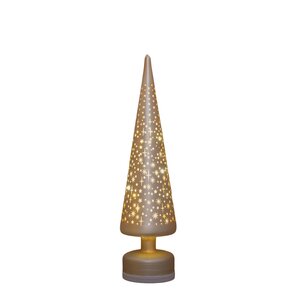 Anna's Collection Kerstboom glas mat champagne met sterren - draaifunctie en verlichting - D 9 x H 3 - afbeelding 4