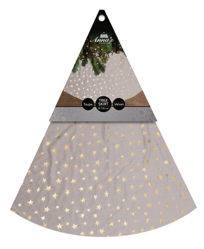Anna's Collection Kerstboomkleed fluweel - Taupe - afbeelding 2
