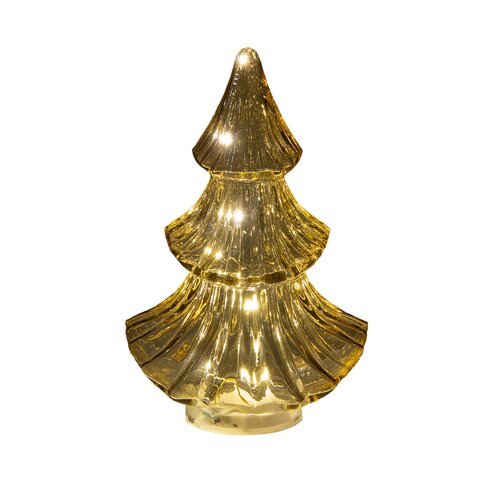 Anna's Collection Kerstboompje glas amber met verlichting - Ø 15,5 x H 24 cm