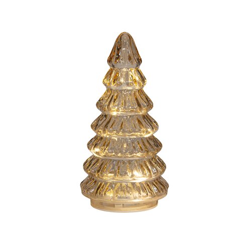 Anna's Collection Kerstboompje glas amber met verlichting - Ø 9 x H 18,5 cm