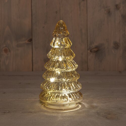 Anna's Collection Kerstboompje glas amber met verlichting - D 9 x H 18,5 cm - afbeelding 2