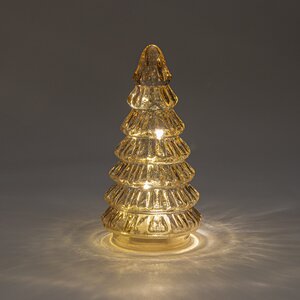 Anna's Collection Kerstboompje glas amber met verlichting - D 9 x H 18,5 cm - afbeelding 3