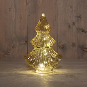Anna's Collection Kerstboompje glas amber met verlichting - D 15,5 x H 24 cm - afbeelding 2