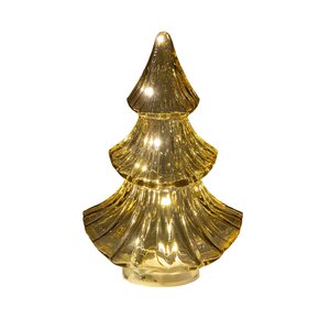 Anna's Collection Kerstboompje glas amber met verlichting - D 15,5 x H 24 cm - afbeelding 1