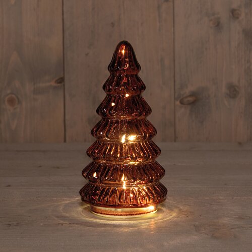 Anna's Collection Kerstboompje glas bordeaux met verlichting - D 9 x H 18,5 cm - afbeelding 2