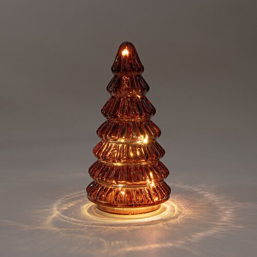 Anna's Collection Kerstboompje glas bordeaux met verlichting - D 9 x H 18,5 cm - afbeelding 3