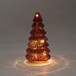 Anna's Collection Kerstboompje glas bordeaux met verlichting - D 9 x H 18,5 cm - afbeelding 3