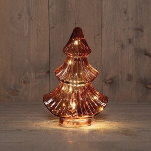 Anna's Collection Kerstboompje glas bordeaux met verlichting - D 15,5 x H 24 cm - afbeelding 2