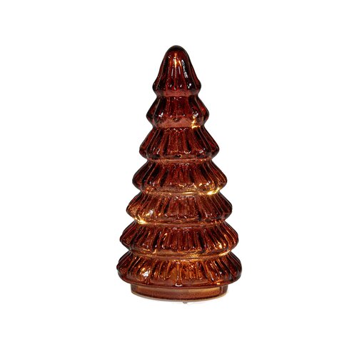 Anna's Collection Kerstboompje glas bordeaux met verlichting - Ø 9 x H 18,5 cm