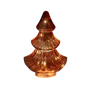 Anna's Collection Kerstboompje glas bordeaux met verlichting - D 15,5 x H 24 cm - afbeelding 1
