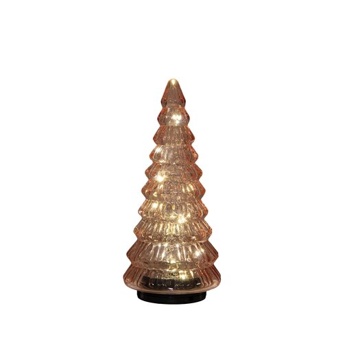 Anna's Collection Kerstboompje glas draaiend LED - D13,3xH30cm Roze - afbeelding 1