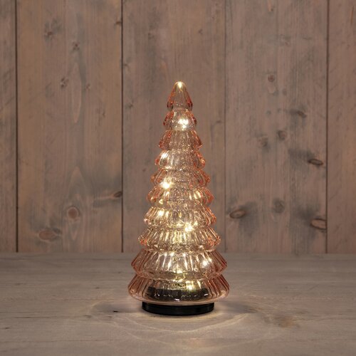 Anna's Collection Kerstboompje glas draaiend LED - D13,3xH30cm Roze - afbeelding 2