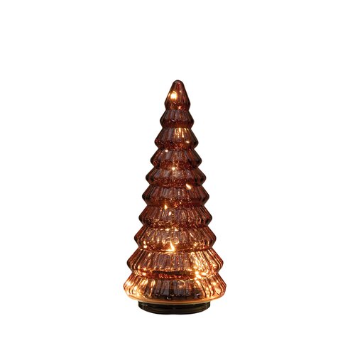 Anna's Collection Kerstboompje glas draaiend LED - D13,3xH30cm Bordeaux - afbeelding 1