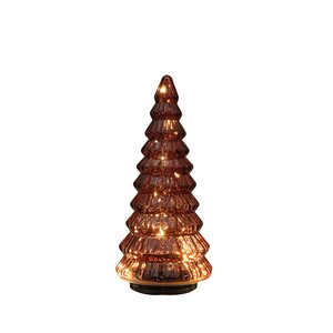 Anna's Collection Kerstboompje glas draaiend LED - D13,3xH30cm Bordeaux - afbeelding 1