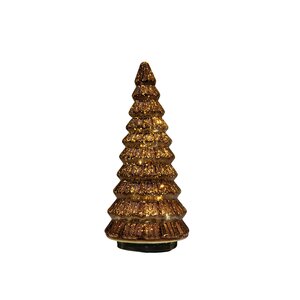 Anna's Collection Kerstboompje glas draaiend LED - D13,3xH30cm Metallic brons - afbeelding 1