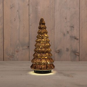 Anna's Collection Kerstboompje glas draaiend LED - D13,3xH30cm Metallic brons - afbeelding 2