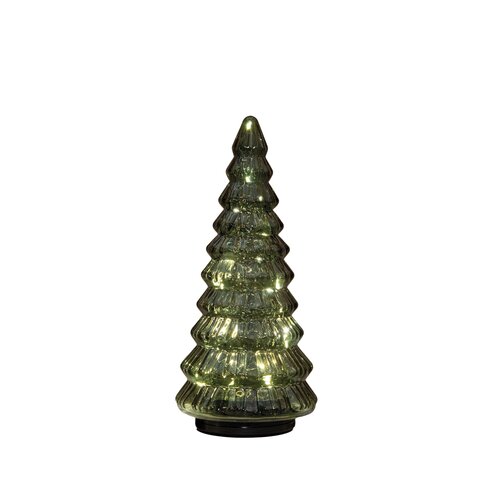 Anna's Collection Kerstboompje glas draaiend LED - D13,3xH30cm Groen - afbeelding 1