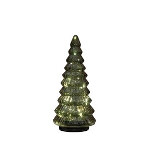 Anna's Collection Kerstboompje glas draaiend LED - D13,3xH30cm Groen - afbeelding 1