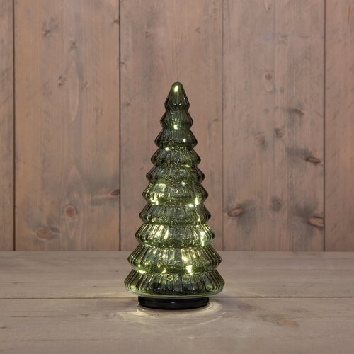 Anna's Collection Kerstboompje glas draaiend LED - D13,3xH30cm Groen - afbeelding 2