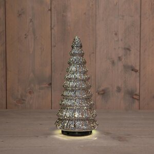Anna's Collection Kerstboompje glas draaiend LED - D13,3xH30cm Metallic antraciet - afbeelding 2